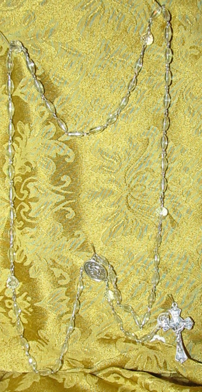 Celestial Sky Bridal Rosary displayed