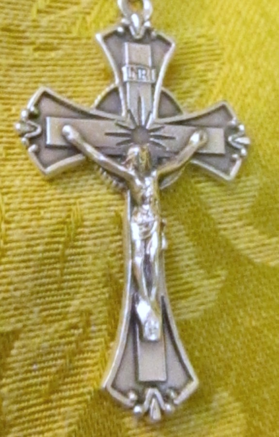 Celestial Sky Bridal Rosary crucifix detail