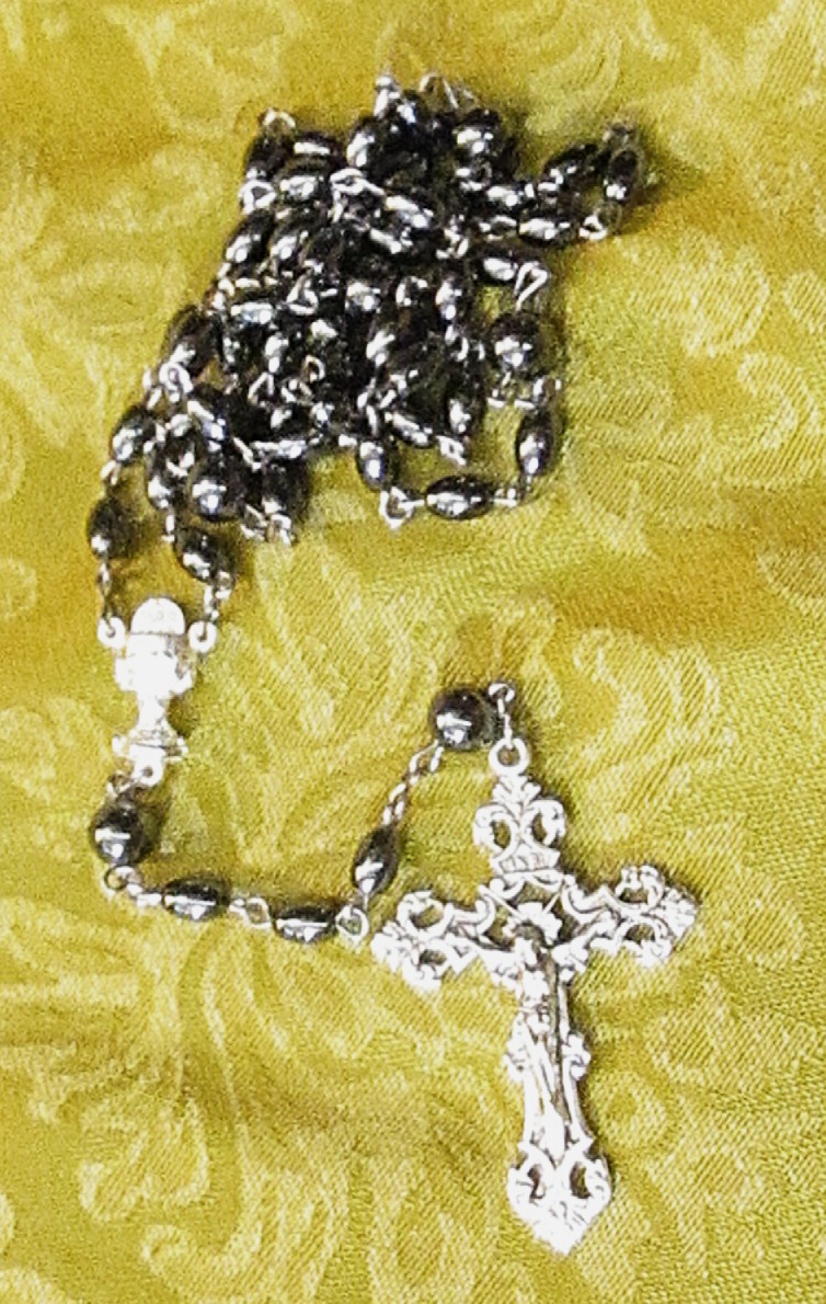 First Communion Hematite Rosary gathered