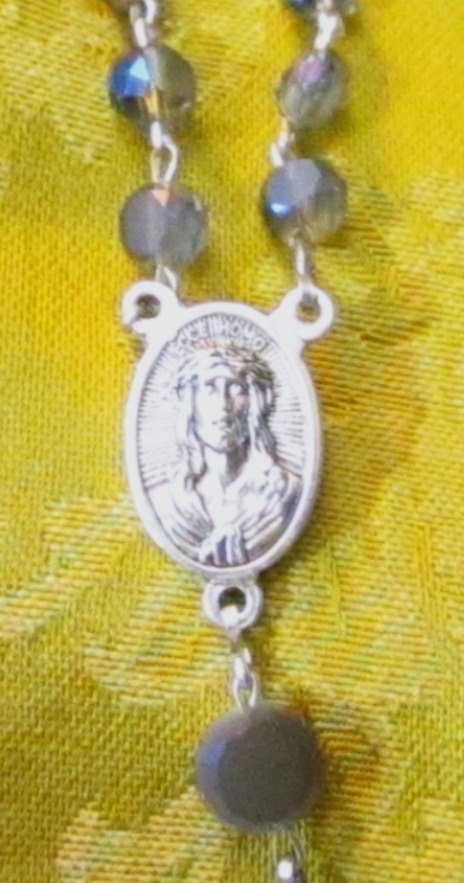 Smokey Blue Rosary Ecce Homo detail