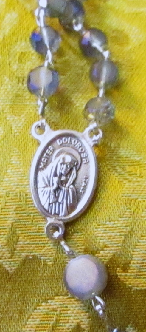 Smokey Blue Rosary Stabat Mater detail
