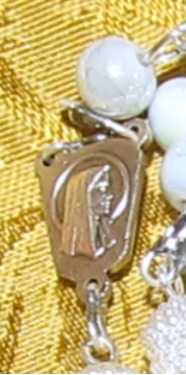Something Blue Bridal Rosary Marian center detail