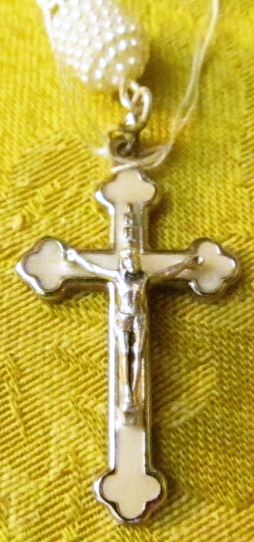 Something Blue Bridal Rosary crucifix detail