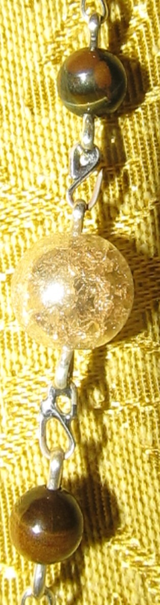Tiger Eye Glass Rosary Our Father detail