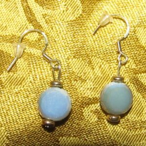 Smoky Blue and Gold Faceted Earrings