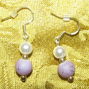 Pearl Rhodonite Gold Earrings