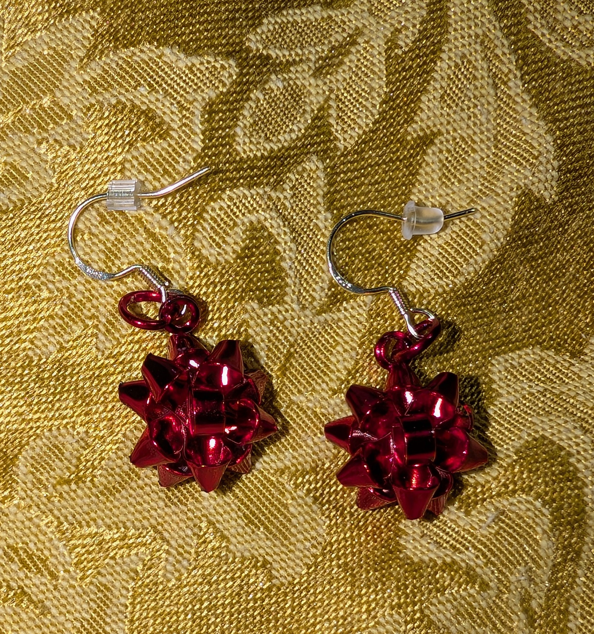 Red Bow Christmas Earrings