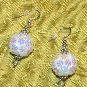 White Snowball Earrings