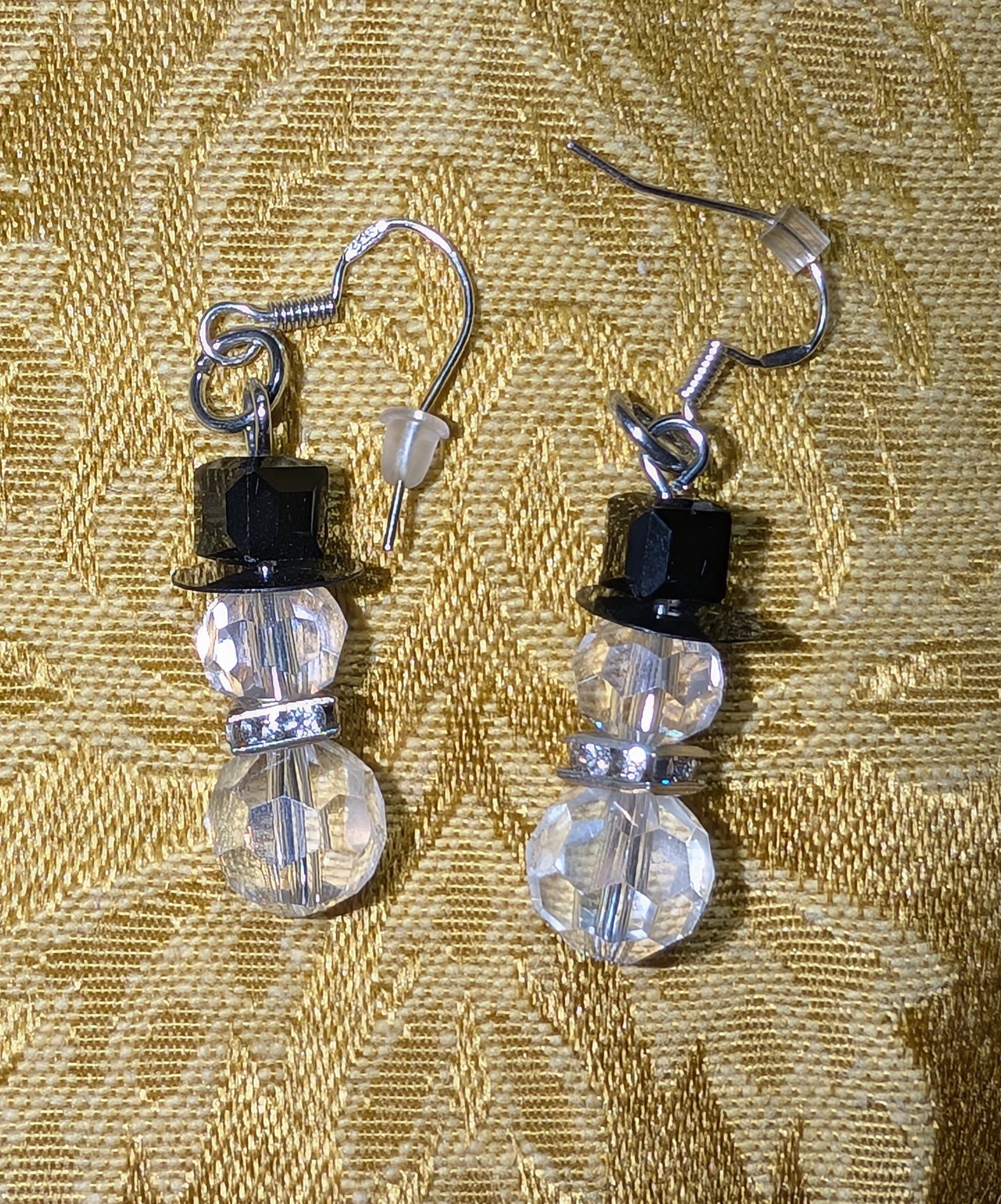 Snowmen Earrings Rhinestone Accent