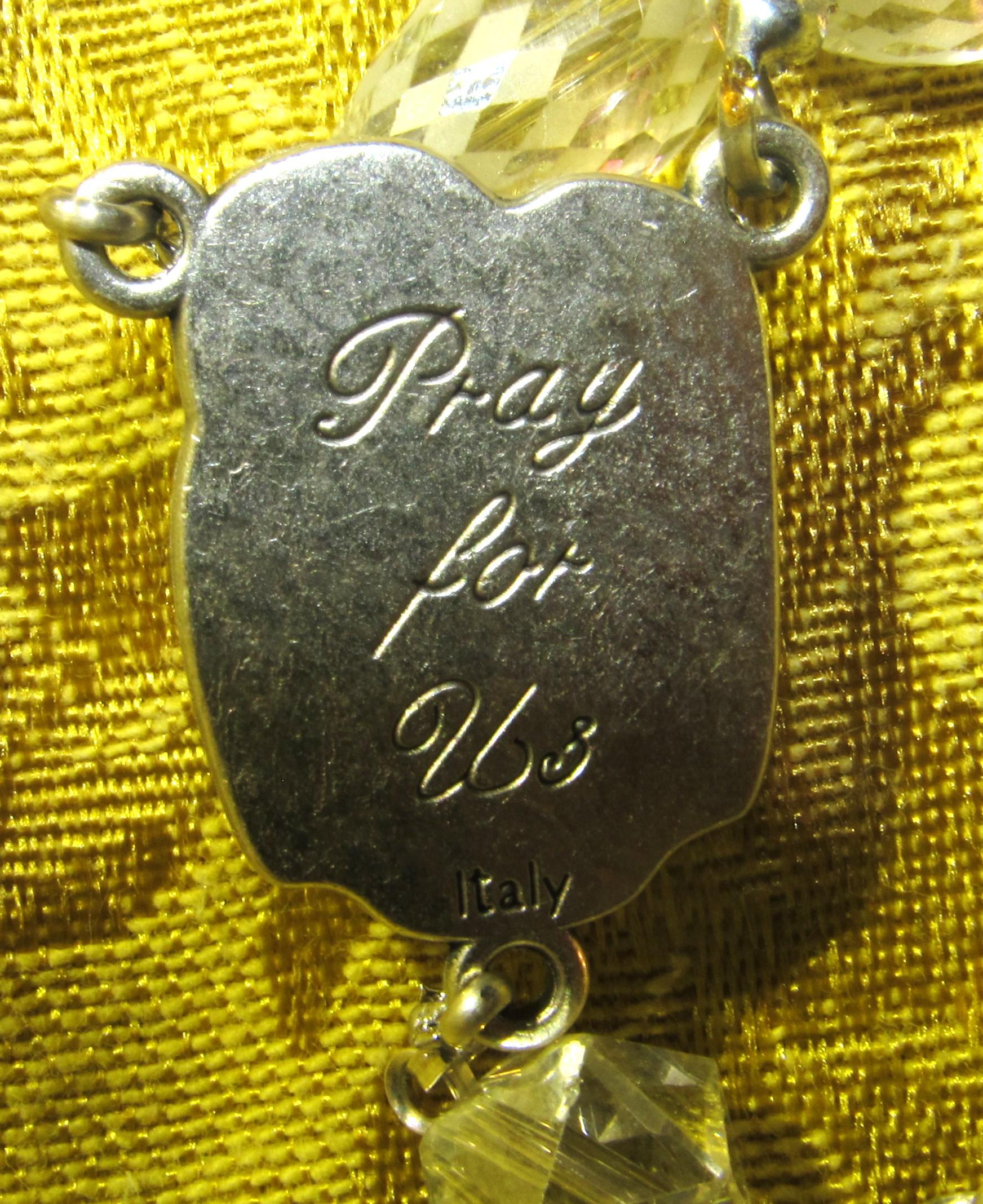 Crystal Pearl Rosary Pearl Crystal Center Back