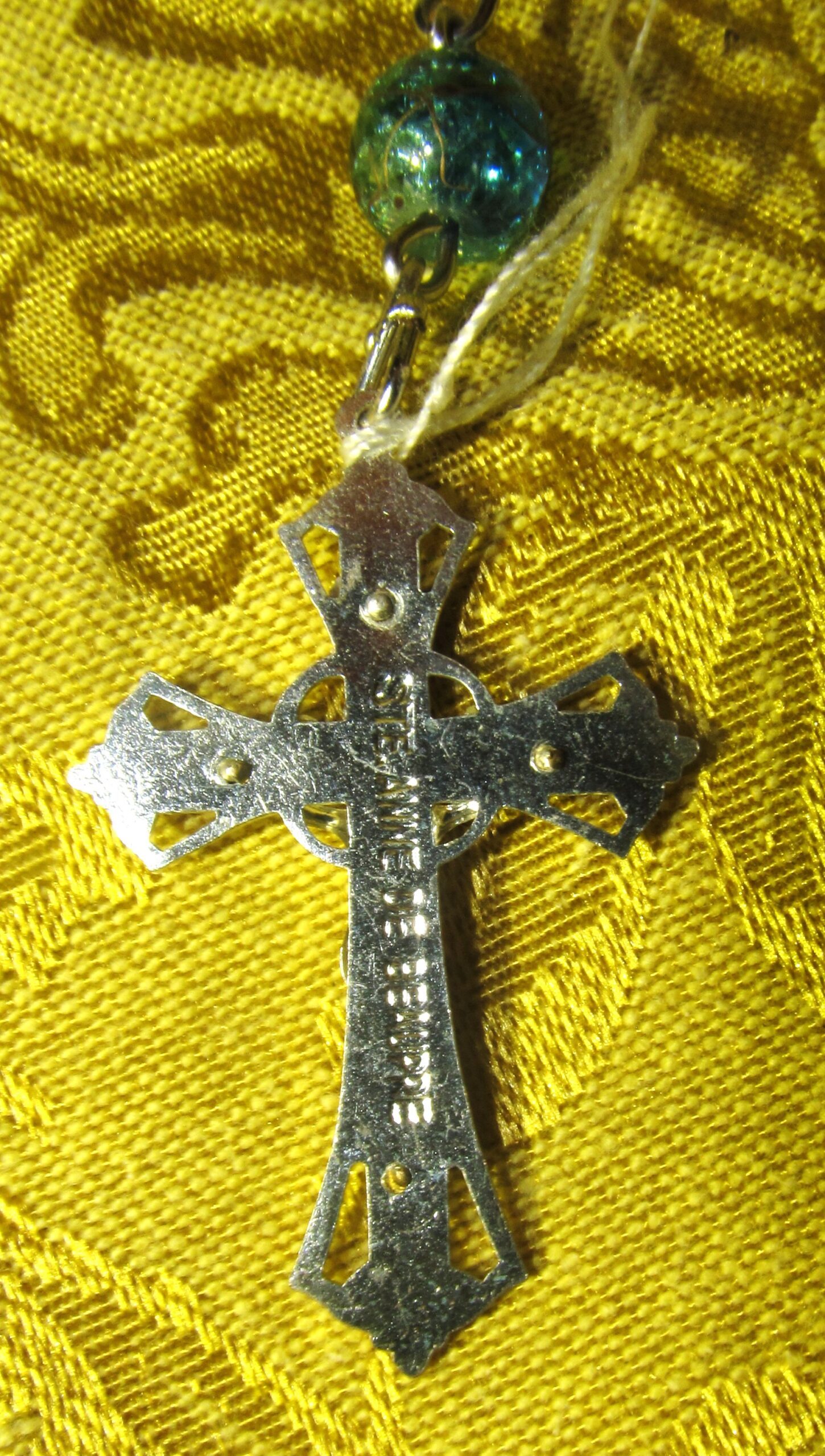 Green Meadow Rosary Crucifix Back