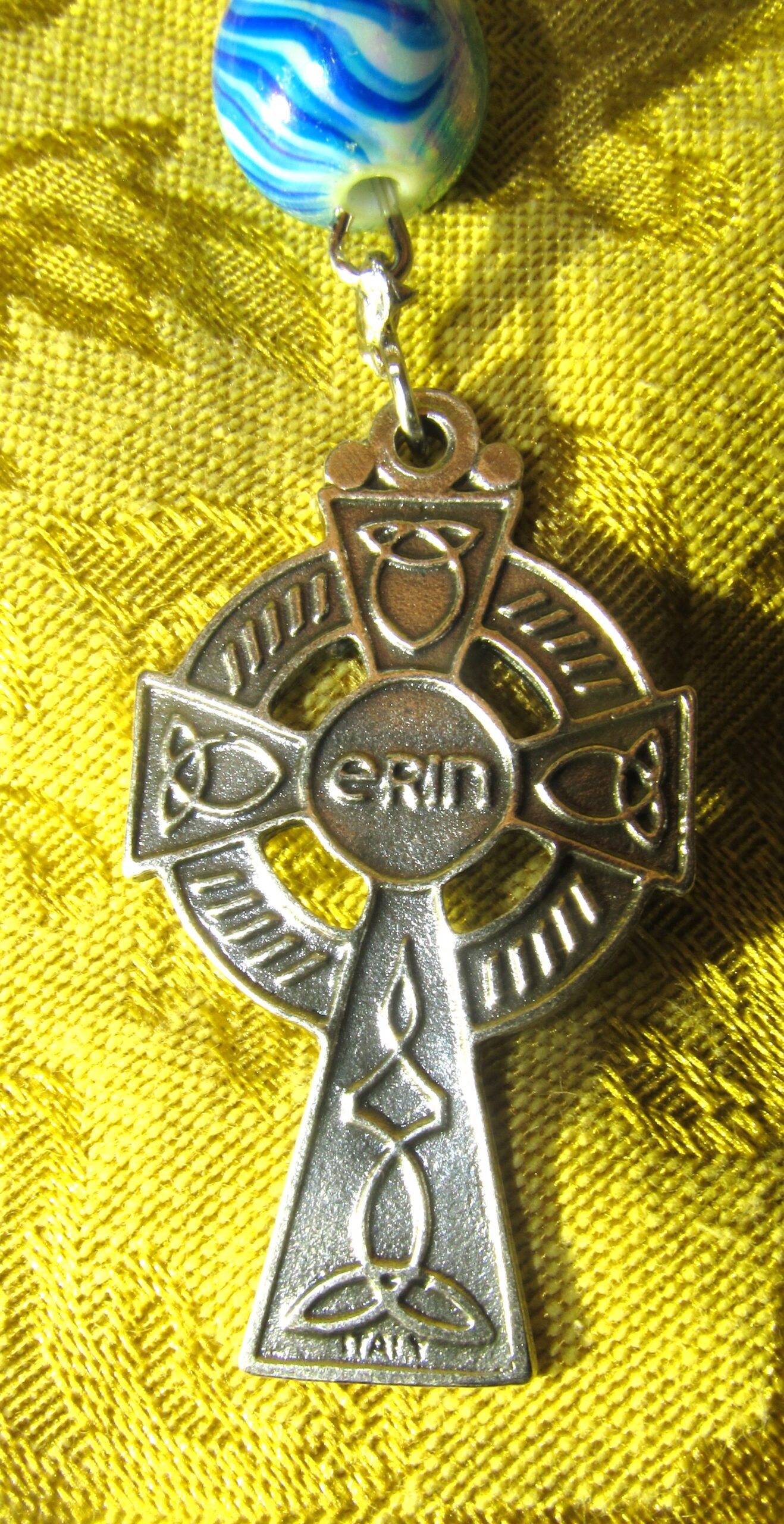 Seafoam Rosary Crucifix Back