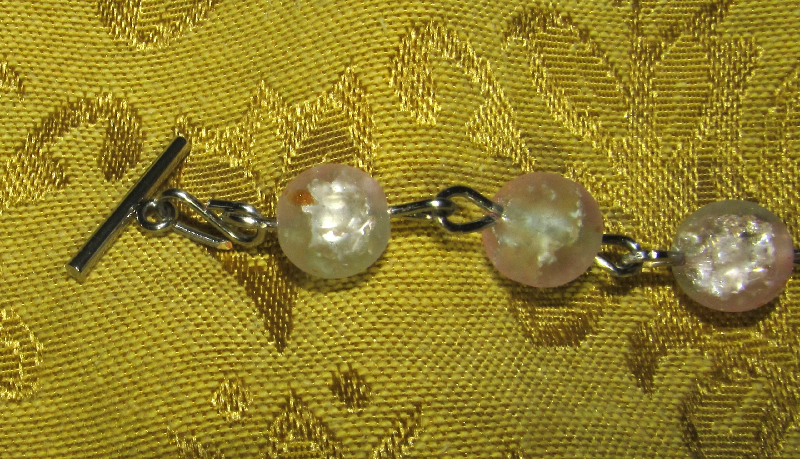 Golden Raindrop Rosary Bracelet T-Bar Clasp