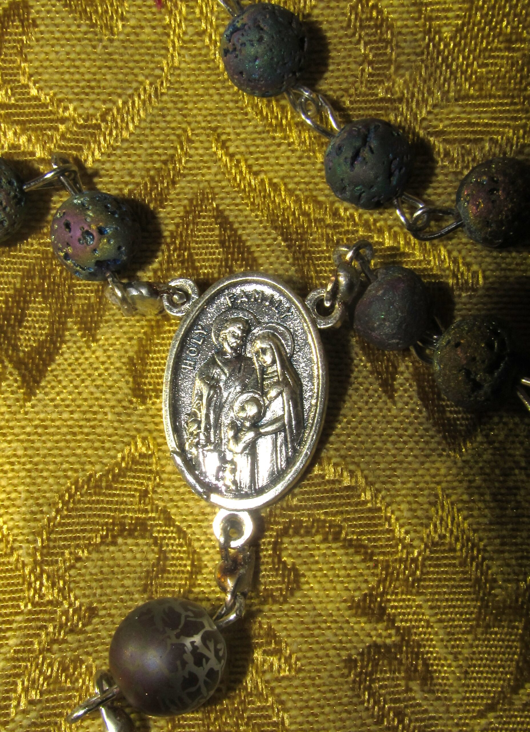 Lava Stone Rosary Center back
