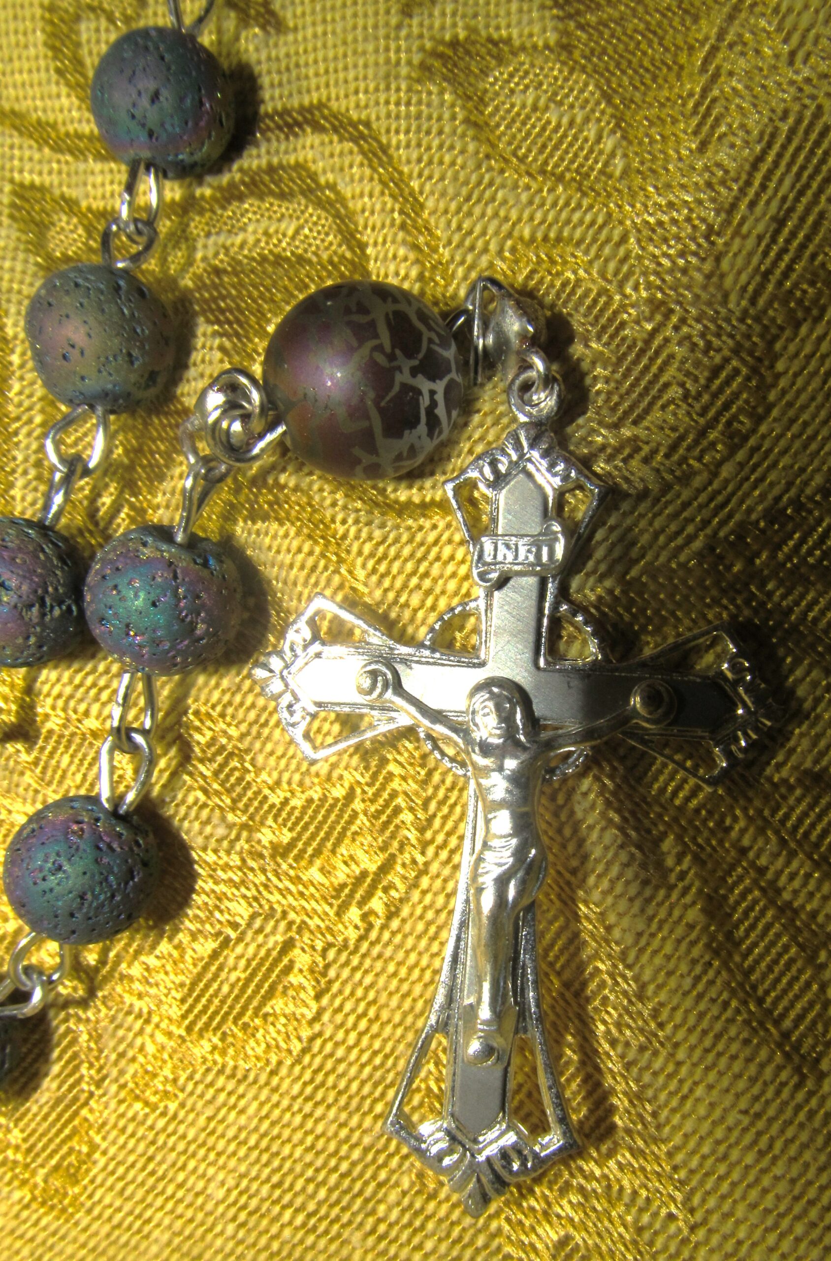 Lava Stone Rosary Crucifix