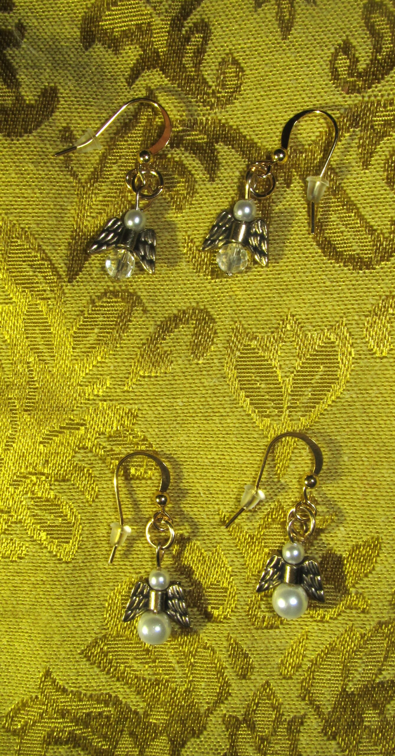 Mini Pearl and Pearl/Crystal Angel Earrings