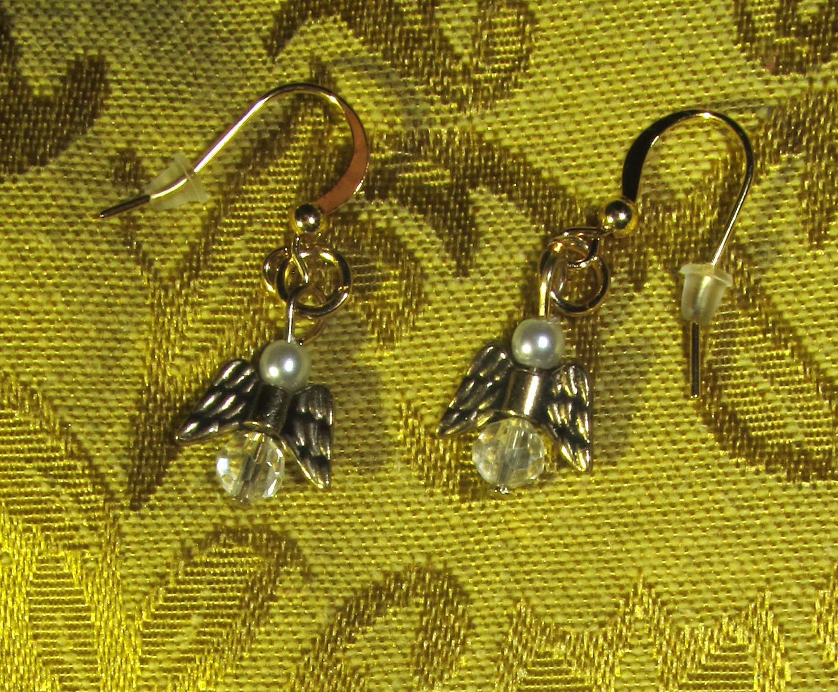 Mini Pearl/Crystal Angel Earrings