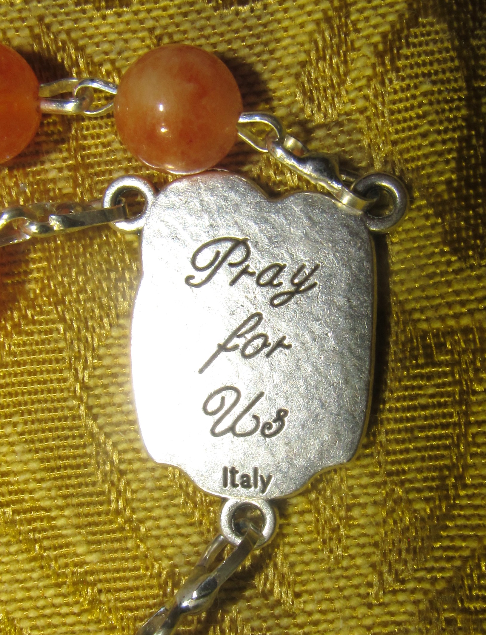 Orange Jade Rosary Center back