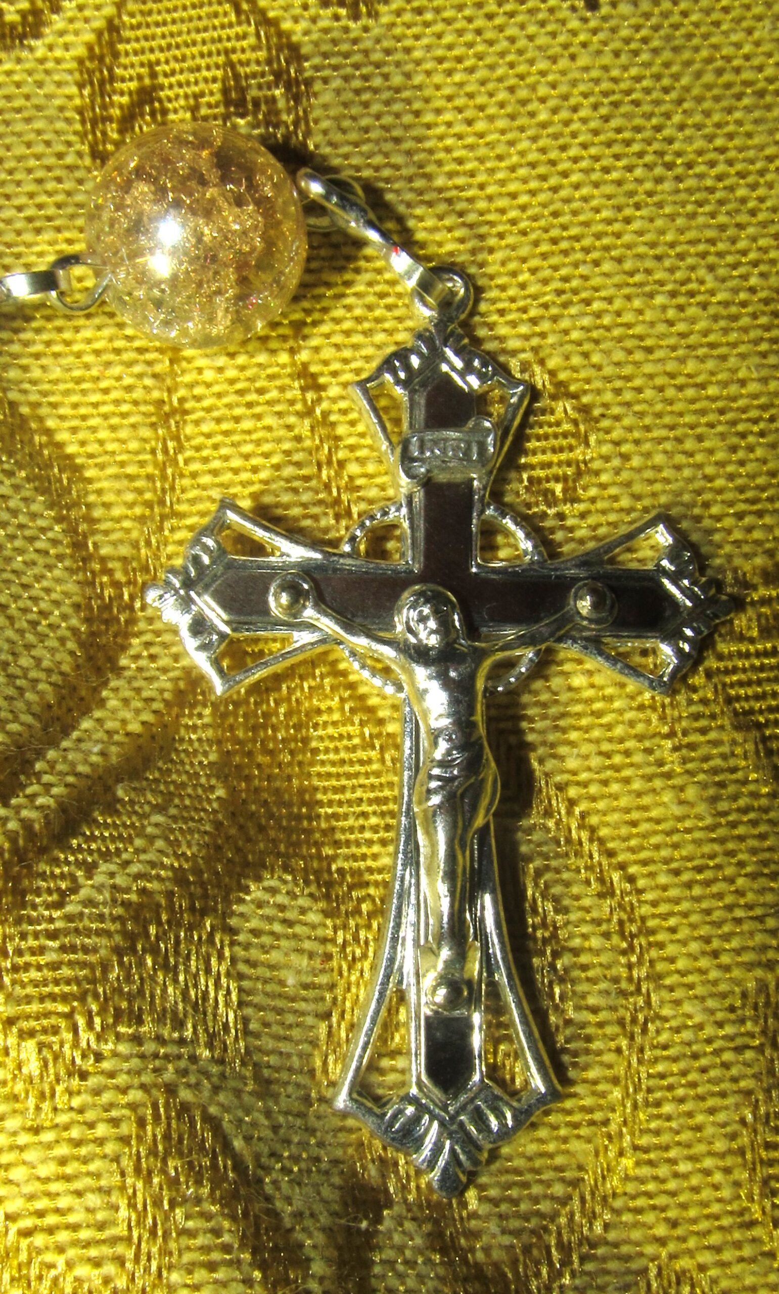 Orange Jade Rosary Crucifix