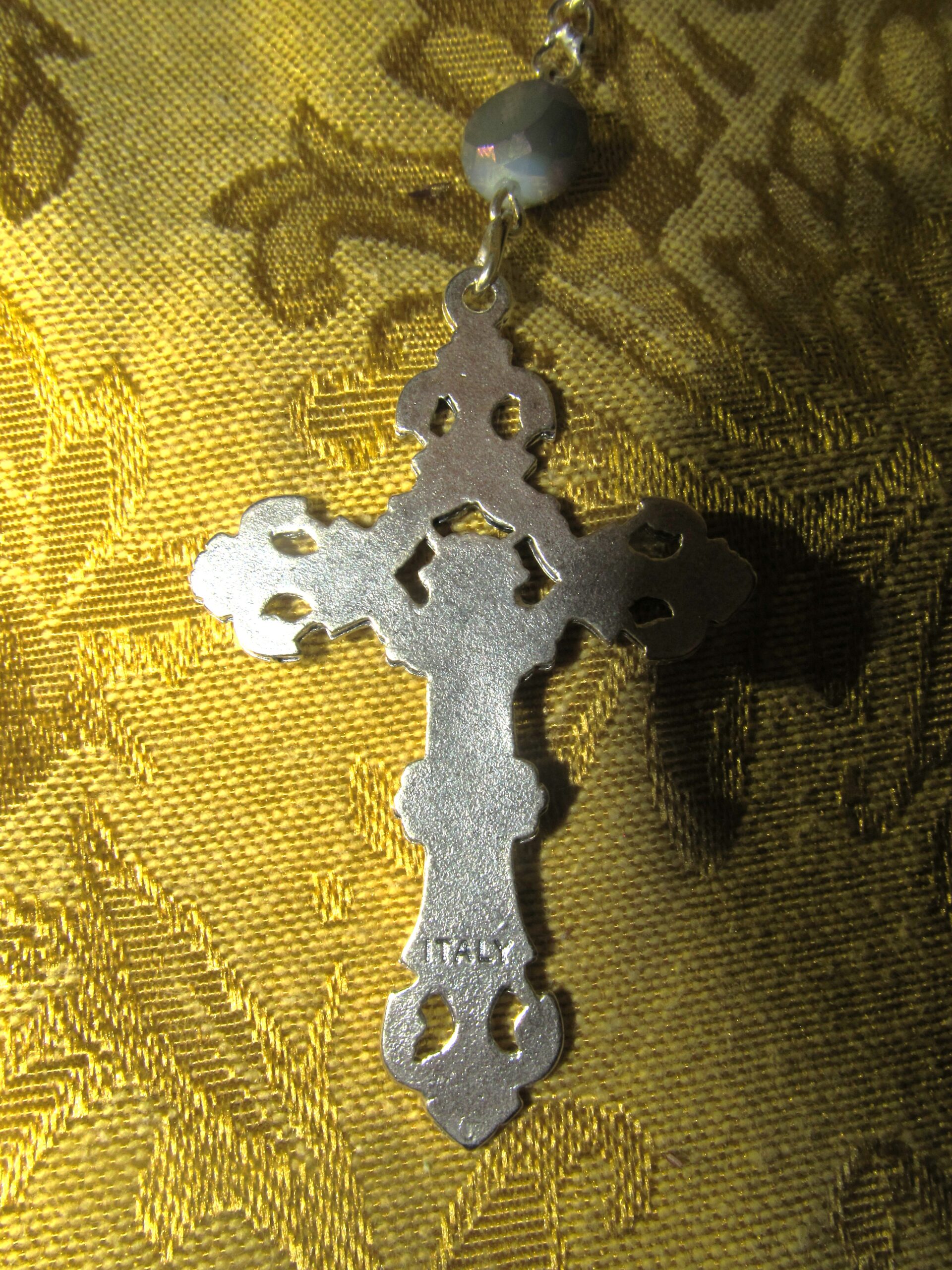 Pearl of Peace Rosary Crucifix Back