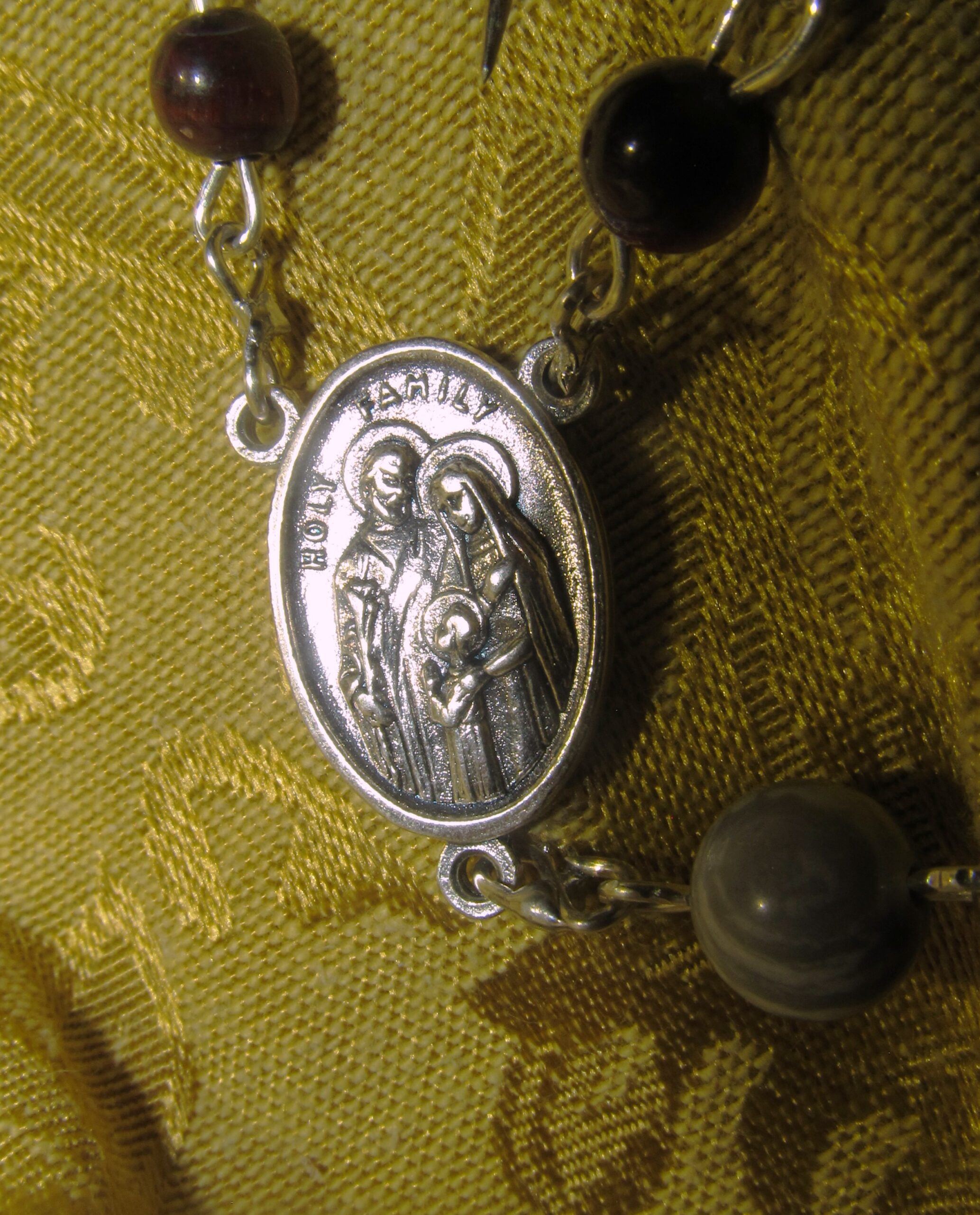 Picasso Jasper Tiger Eye Rosary Center