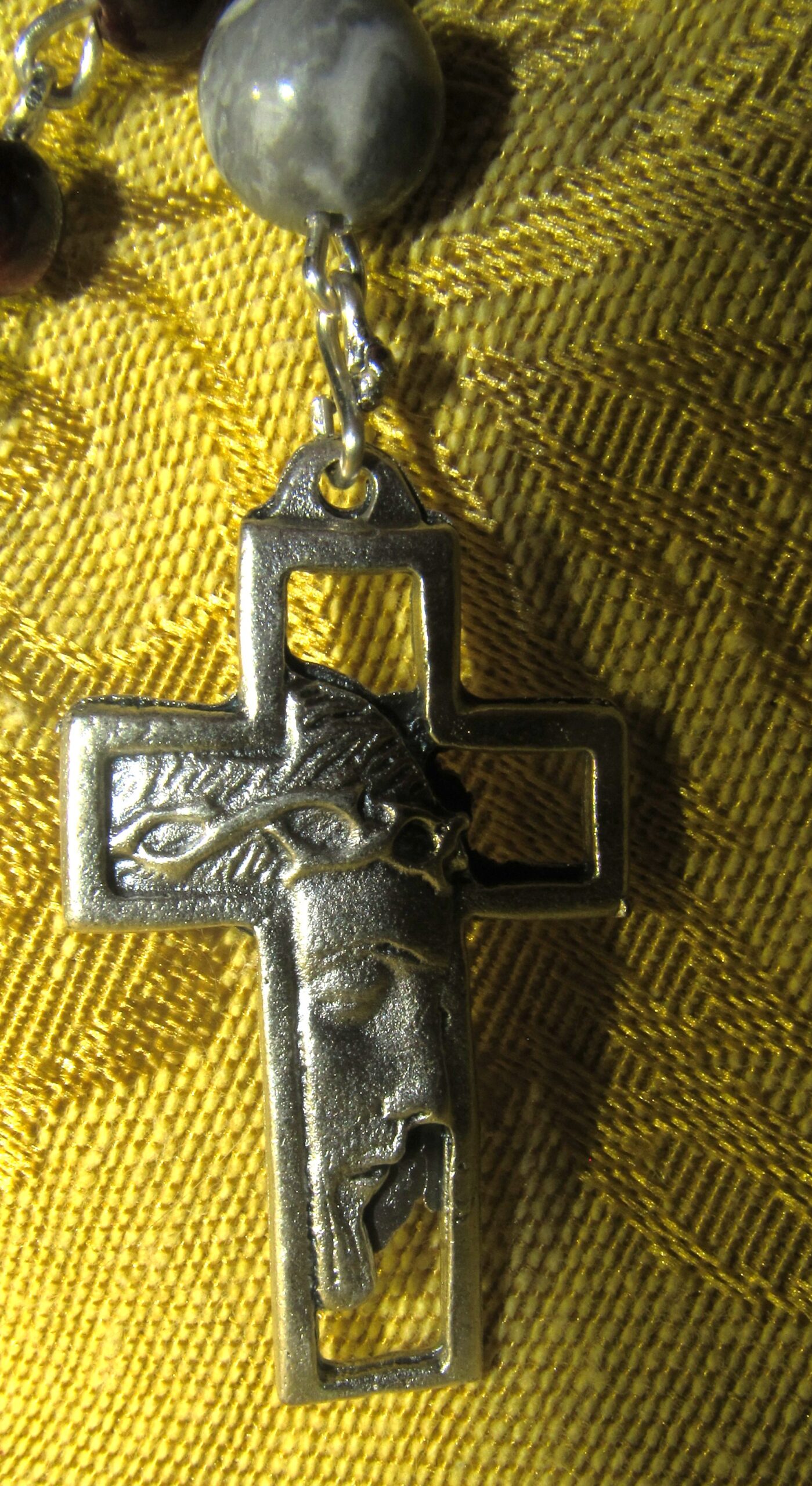 Picasso Jasper Tiger Eye Rosary Crucifix